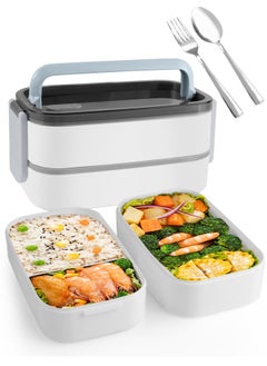 SUCITY 2- Layer Leakproof Bento Box-Large Lunch Box with Compartments und Cutlery Set-Food Picks for Lunch Box Containers for Adults-Microwave Food SafeBento Boxes  - Image 1