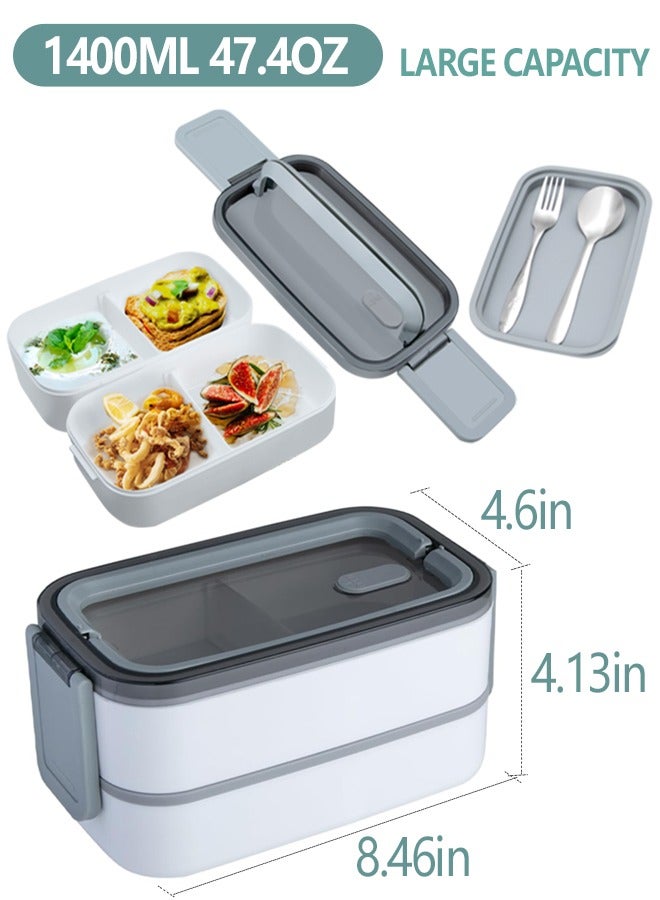 SUCITY 2- Layer Leakproof Bento Box-Large Lunch Box with Compartments und Cutlery Set-Food Picks for Lunch Box Containers for Adults-Microwave Food SafeBento Boxes - Image 4