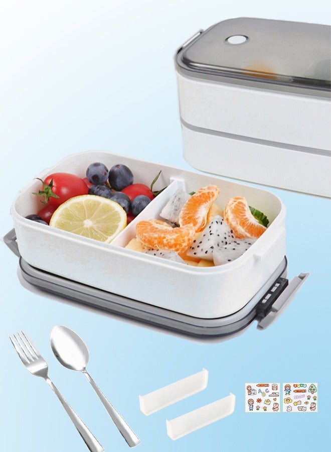 SUCITY 2- Layer Leakproof Bento Box-Large Lunch Box with Compartments und Cutlery Set-Food Picks for Lunch Box Containers for Adults-Microwave Food SafeBento Boxes - Image 5