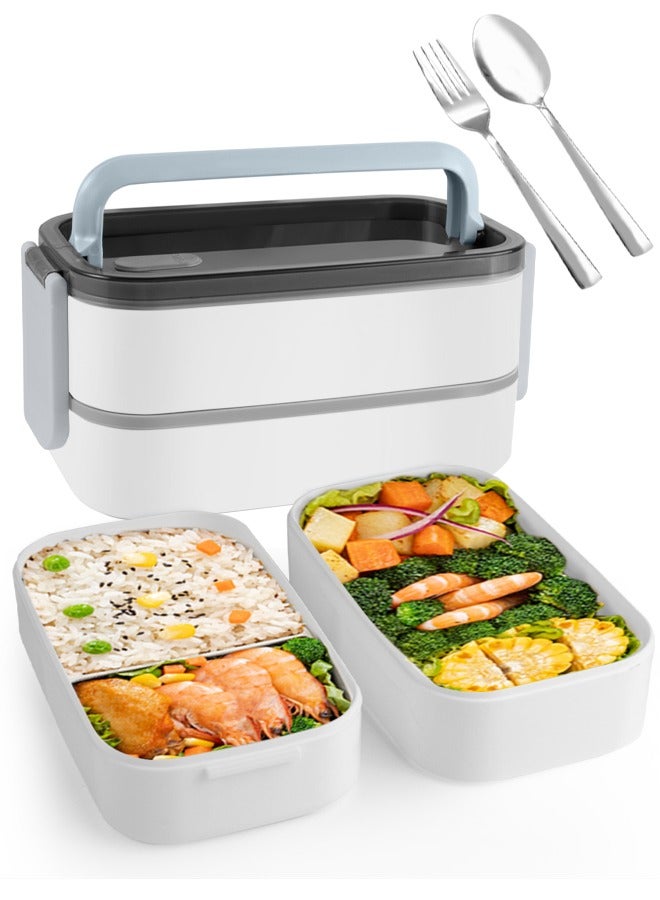 SUCITY 2- Layer Leakproof Bento Box-Large Lunch Box with Compartments und Cutlery Set-Food Picks for Lunch Box Containers for Adults-Microwave Food SafeBento Boxes - Image 2