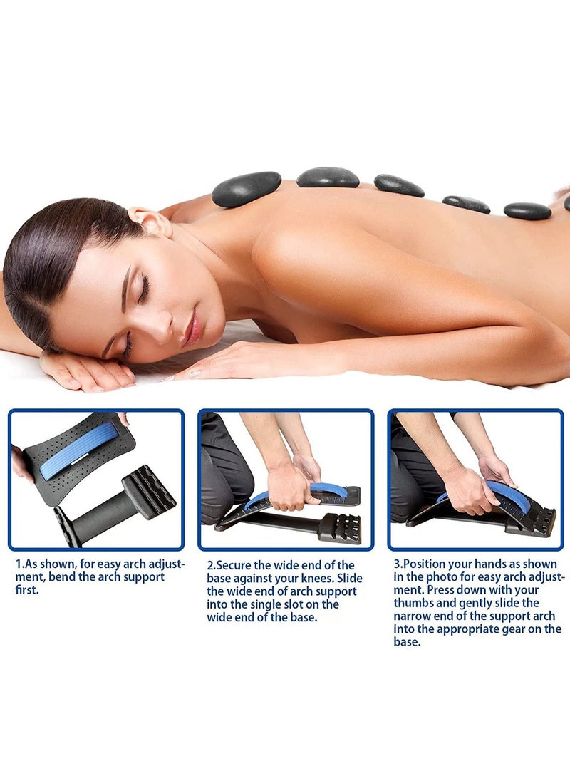 Loquat Back Stretcher - 3 Heights Adjustable Back Stretcher for Pain Relief, Lower Back Stretcher with Massaging Points  Cushion Foam, Spine Deck for Office Chair, Car, Travel(Blue) - Image 3