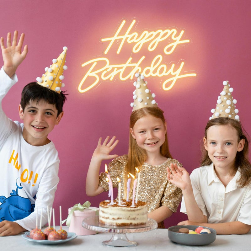 Dengduoduo Happy Birthday Neon Sign for Wall Decor, LED Happy Birthday Light Up Sign, USB Powered Dimmable Neon Light for Birthday Party Decorations Backdrop, Warm White - Image 5