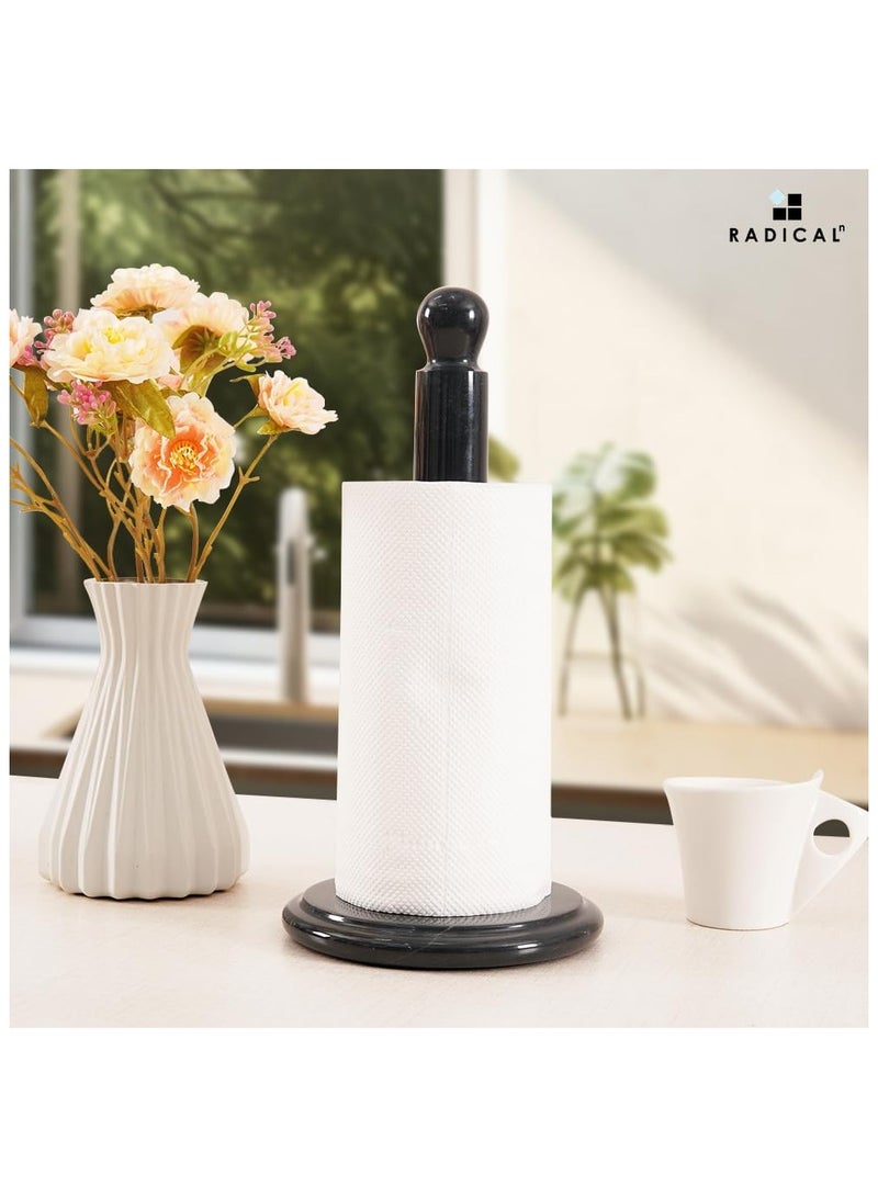 Radicaln Marble Paper Towel Holder 12.5" Inch Black Handmade Toilet Paper Holder Stand for Bathroom Accessories, Ideal Paper Towels, Kitchen Towel for Home Essentials