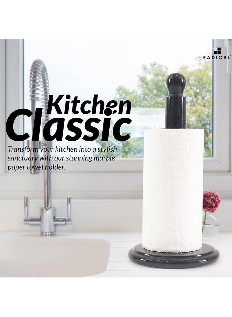 Radicaln Marble Paper Towel Holder 12.5" Inch Black Handmade Toilet Paper Holder Stand for Bathroom Accessories, Ideal Paper Towels, Kitchen Towel for Home Essentials