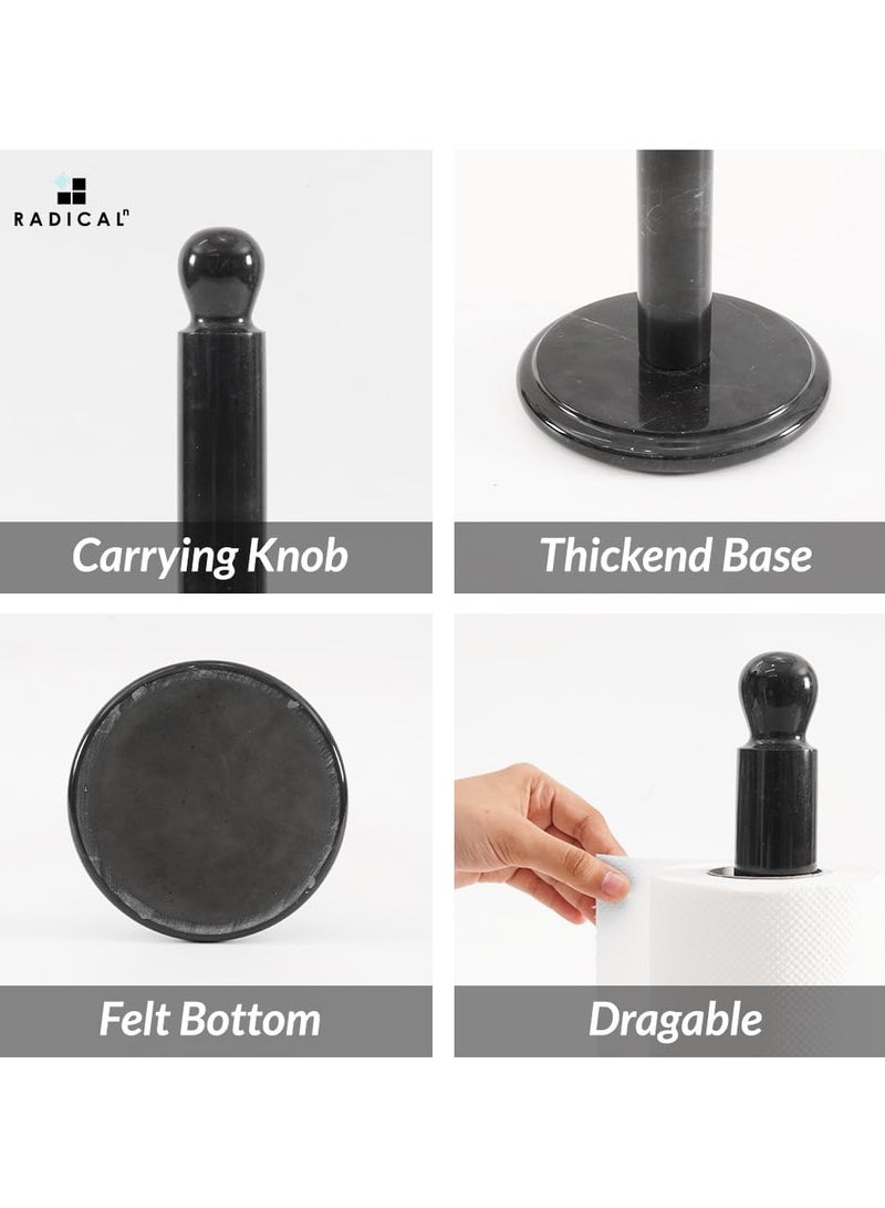 Radicaln Marble Paper Towel Holder 12.5" Inch Black Handmade Toilet Paper Holder Stand for Bathroom Accessories, Ideal Paper Towels, Kitchen Towel for Home Essentials