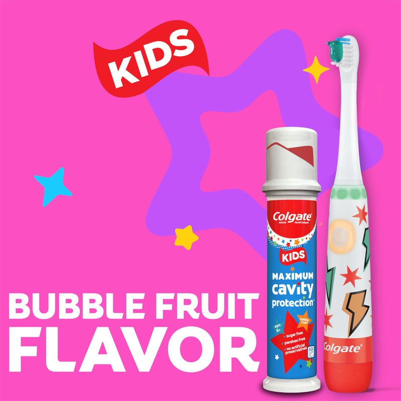 Colgate Kids Toothpaste Pump with Fluoride for Cavity Protection, Ages 6+, ADA Accepted, Bubble Fruit, 4.4 Ounce, 6 Pack - Image 4