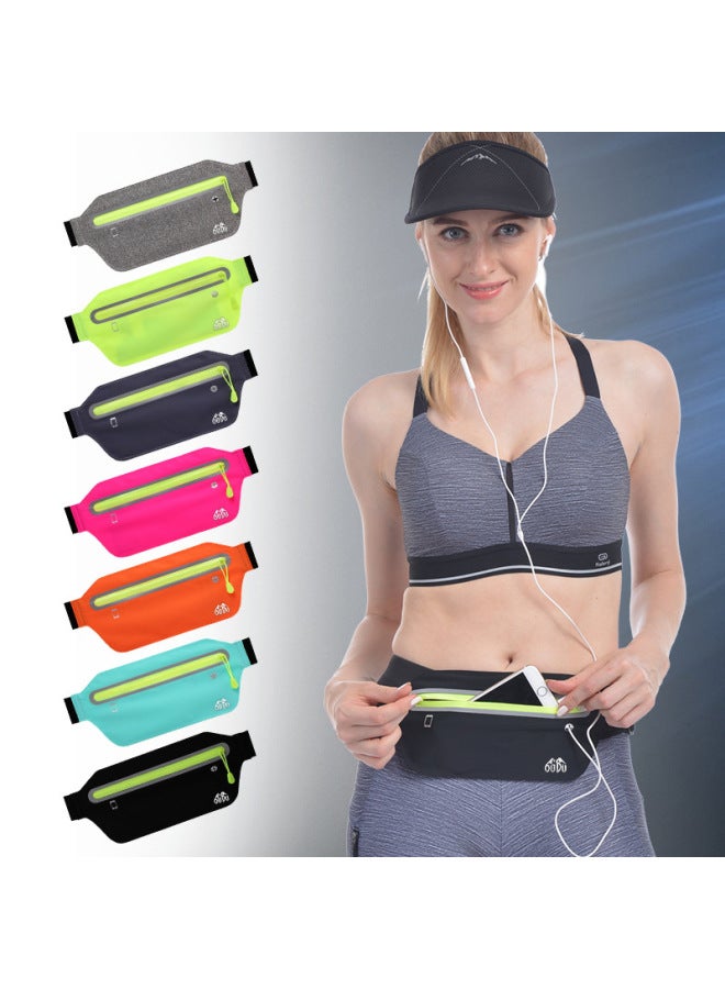 Generic Sports Mobile Phone Waist Bag Men's And Women's Invisible Waist Bag Ultra-thin Waterproof Waist Bag 6 Inch Mobile Phone Bag Mini Waist Bag-Color:All Black-Capacity:6.5 Inch  - Image 3