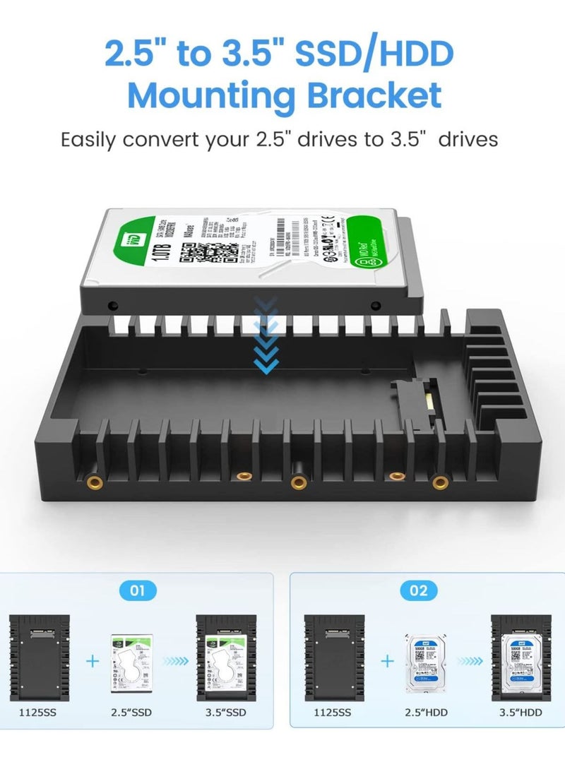Generic - 2.5 SSD SATA to 3.5 Hard Drive Adapter Internal Drive Bay Converter Mounting Bracket Caddy Tray for 7 / 9.5 / 12.5mm 2.5 inch HDD / SSD with SATA III Interface - Image 1
