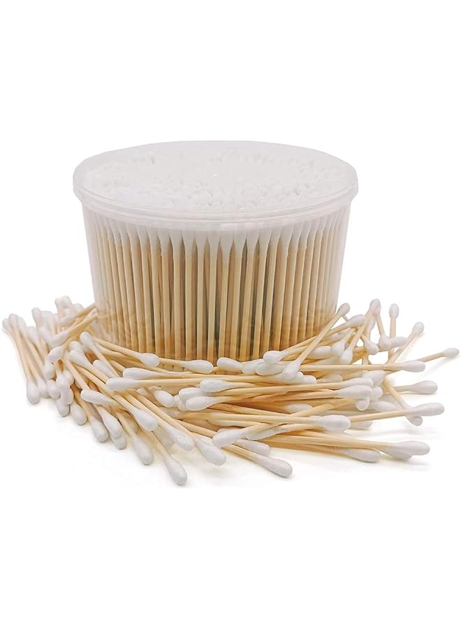 Cozy 1000 Pcs Cotton Swabs Wooden Cotton Buds Bamboo Biodegradable Eco Friendly Sticks Dual Tipped Applicators Organic Recyclable Biodegradable Cotton Buds For Ear Cleaning Makeup - Image 1