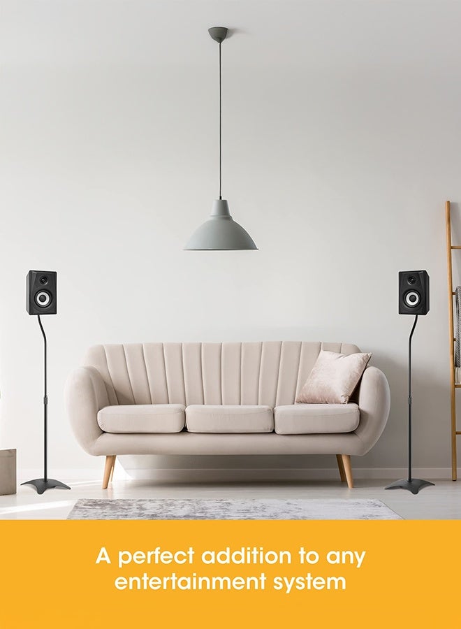 والالا مجموعة من حاملين لمكبرات الصوت، زوج من حاملات مكبرات الصوت الأرضية، حاملات مكبرات صوت محيطية عالمية، قابلة للتعديل، إدارة كابلات مدمجة، مناسبة لباناسونيك، بولك، بوس، جيه بي إل، سوني وغيرها الكثير، لون أسود - Image 2