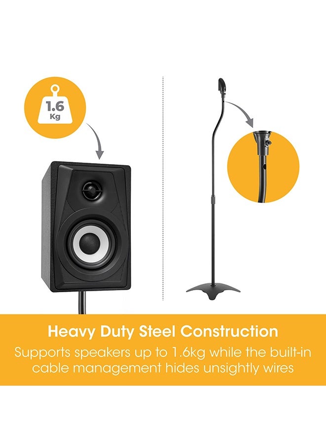 والالا مجموعة من حاملين لمكبرات الصوت، زوج من حاملات مكبرات الصوت الأرضية، حاملات مكبرات صوت محيطية عالمية، قابلة للتعديل، إدارة كابلات مدمجة، مناسبة لباناسونيك، بولك، بوس، جيه بي إل، سوني وغيرها الكثير، لون أسود - Image 5