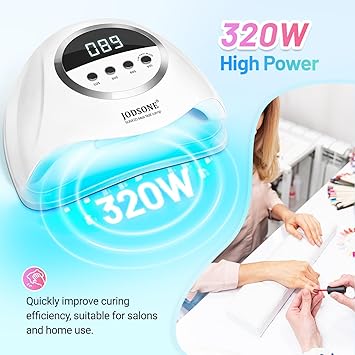 JODSONE 320W UV LED Nail Lamp Nail Dryer for Gel Polish Gel Nail Lamp with 72 Dual Light Source red Light Beads Led Nail Light for Gel Nails with Automatic Sensor 4 Timers - Image 2