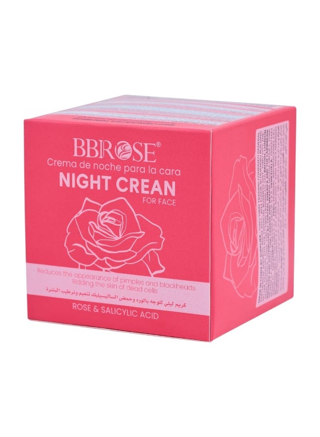 BBROSE Rose & 2% Salicylic Acid Night Cream – 50ml Nourishing & Hydrating Overnight Moisturizer | Anti-Aging Formula with Natural Rose Extract | Reduces Fine Lines, Wrinkles | Paraben-Free - Image 1
