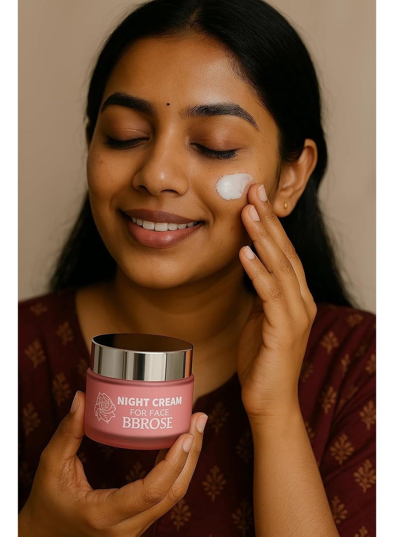 BBROSE Rose & 2% Salicylic Acid Night Cream – 50ml Nourishing & Hydrating Overnight Moisturizer | Anti-Aging Formula with Natural Rose Extract | Reduces Fine Lines, Wrinkles | Paraben-Free - Image 3