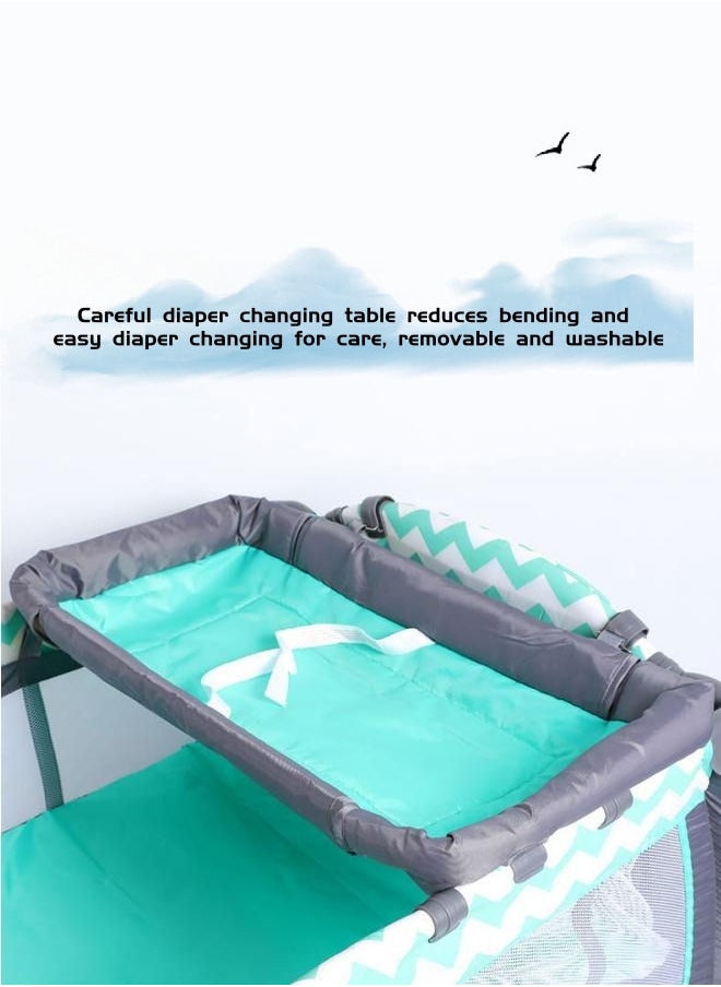 COCO BABY - Two Layer Bed Portable Foldable And Movable Diaper Table Baby Care Table Baby Crib With Mosquito Net And Mattress And Diaper Table 0-36 Months - Image 1