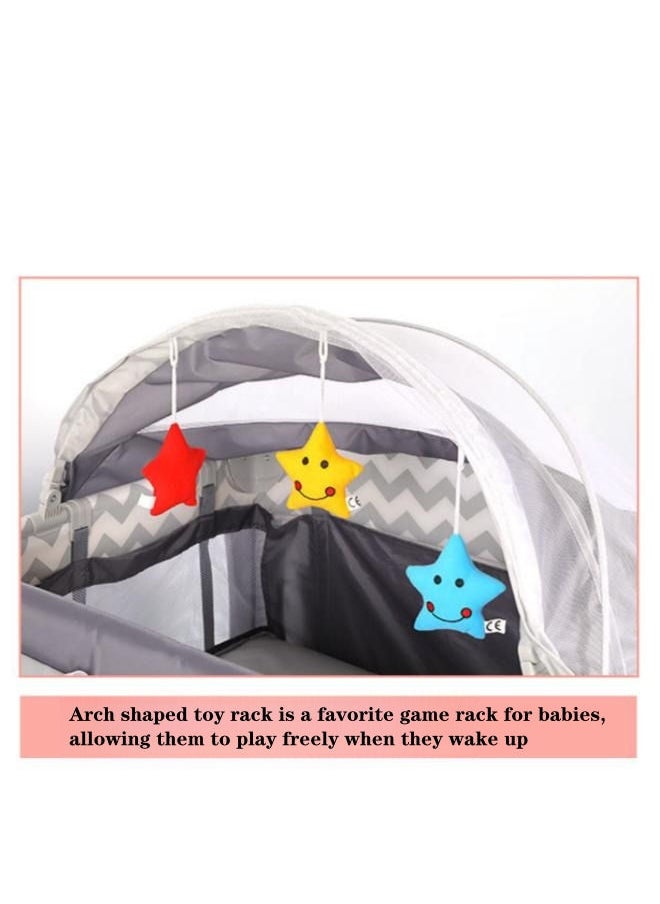 COCO BABY - Two Layer Bed Portable Foldable And Movable Diaper Table Baby Care Table Baby Crib With Mosquito Net And Mattress And Diaper Table 0-36 Months - Image 1