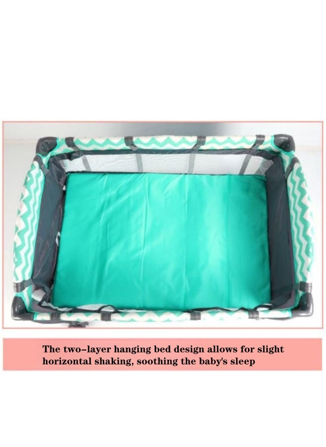 COCO BABY - Two Layer Bed Portable Foldable And Movable Diaper Table Baby Care Table Baby Crib With Mosquito Net And Mattress And Diaper Table 0-36 Months - Image 1