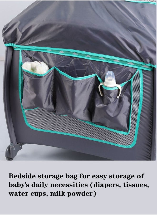 COCO BABY - Two Layer Bed Portable Foldable And Movable Diaper Table Baby Care Table Baby Crib With Mosquito Net And Mattress And Diaper Table 0-36 Months - Image 1