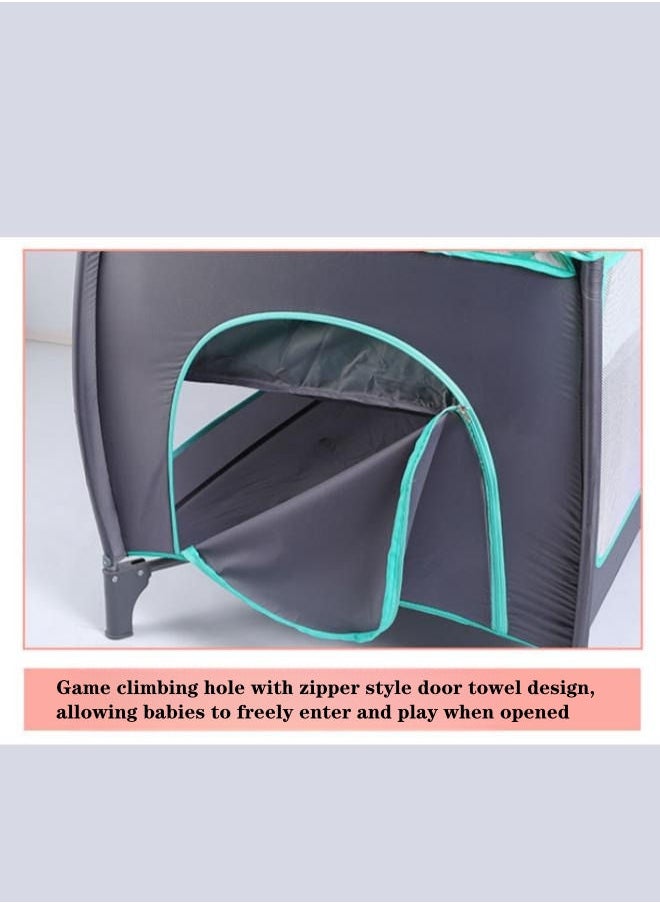 COCO BABY - Two Layer Bed Portable Foldable And Movable Diaper Table Baby Care Table Baby Crib With Mosquito Net And Mattress And Diaper Table 0-36 Months - Image 1