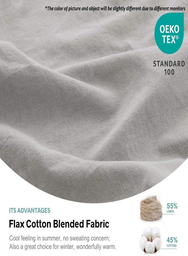 Simple&Opulence Belgian Linen Sheet Set Solid Color - 4 Pieces (1 Flat Sheet, 1 Fitted Sheet & 2 Pillowcases) Natural Flax Cotton Blend Soft Breathable Farmhouse Bedding - Queen Size, Grey - Image 2