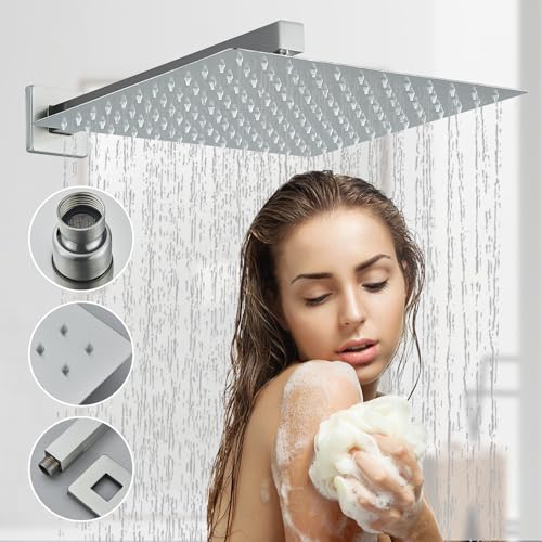 Ackwave Shower Faucet Set Brushed Nickel Shower System with 12 Inches Rain Shower Head and Handheld Sprayer Wall Mounted Shower Fixture Set with Brass Shower Valve - Image 3