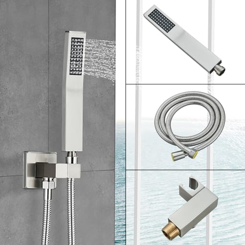 Ackwave Shower Faucet Set Brushed Nickel Shower System with 12 Inches Rain Shower Head and Handheld Sprayer Wall Mounted Shower Fixture Set with Brass Shower Valve - Image 5