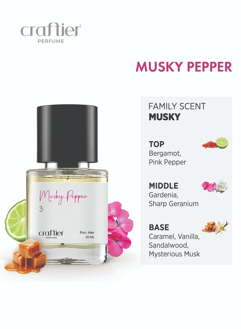 Craftier Perfume Inspired-212 Sexy MUSKY PEPPER - Inspired of-212 SEXY, Eau De Parfum for Women - 50ml, Long Lasting Musky Fragrance Upto 16 Hrs, Travel Size Women's Perfume for Women | Best Price UAE