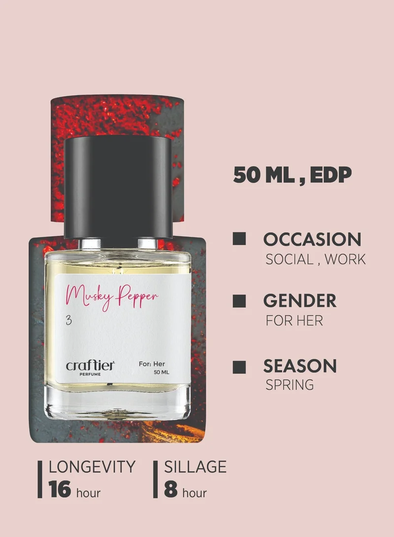 Craftier Perfume Inspired-212 Sexy MUSKY PEPPER - Inspired of-212 SEXY, Eau De Parfum for Women - 50ml, Long Lasting Musky Fragrance Upto 16 Hrs, Travel Size Women's Perfume for Women | Best Price UAE