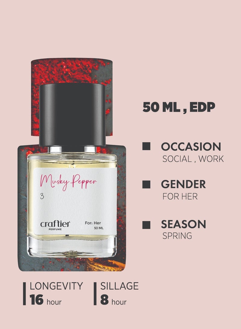Craftier Perfume MUSKY PEPPER - Inspired of-212 SEXY, Eau De Parfum for Women - 50ml, Long Lasting Musky Fragrance Upto 16 Hrs, Travel Size Women's Perfume - Image 5