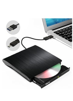 محرك اقراص دي في دي خارجي USB 3.0 نوع C محمول CD +/-RW مشغل دي في دي لموقد اعادة كتابة روم متوافق مع اللابتوب والكمبيوتر المكتبي وويندوز وماك بوك ولينكس وماك او اس