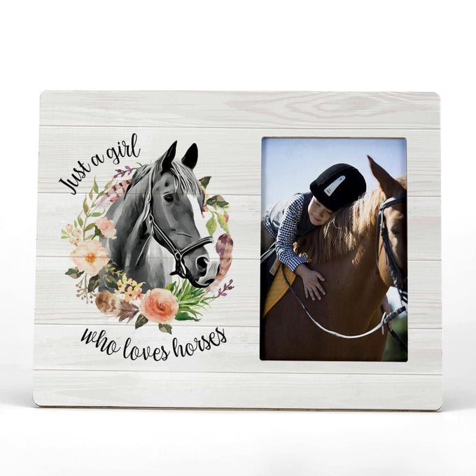 JUST A GIRL WHO LOVES HORSES PICTURE PHOTO FRAMEWATERCOLOR HORSE FLORAL PICTURE FRAMESHORSE LOVER GIFTS HORSE RIDER GIFTS FOR GIRLS4X6 INCH PHOTO