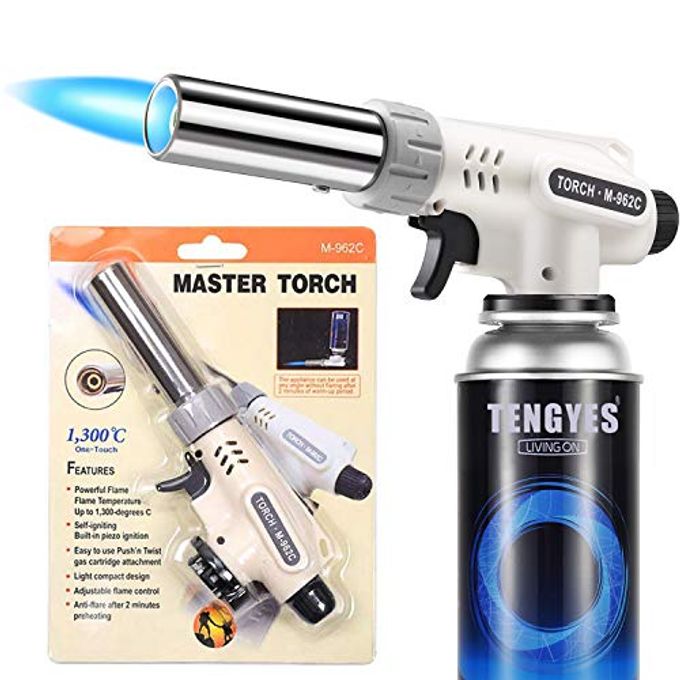 TENGYES Kitchen Butane Blow Torch Lighter Culinary Torch Chef Cooking Torches Professional Adjustable Flame with Reverse Use for Creme, Brulee, BBQ, Baking, Jewelry by TENGYES, Butane Not Included - Image 1