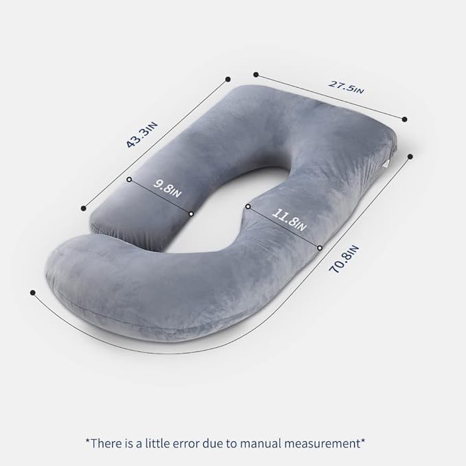LAKSHIT CREATION Long Side Sleeper Maternity/Pregnancy Pillow with 100% Soft Microfiber Filling |Removable Velvet Cover with Zipper |Maternity Pillow Gift for Pregnancy Sleeping (Grey, U-Shape) - Image 4