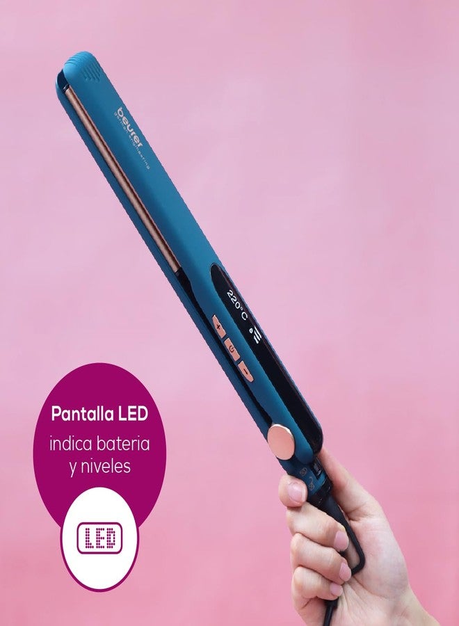 Beurer HS 50 Ocean Premium Hair Straightener for women I German Engineering I Ceramic Keratin Plates I Temperature Settings I LED Display I Auto Shut-Off I 360° Swivel Cord I Spring Plates I Fast Heat-Up I 3-Year Warranty I Green in color - Image 3