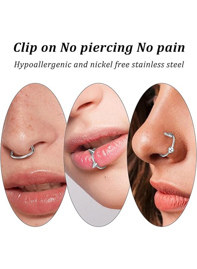 3pcs Fake Lip Piercing Lip Rings Snake Bite Jewelry Non-Piercing Snake Bite Jewelry Stainless Steel Black Silver - Image 5