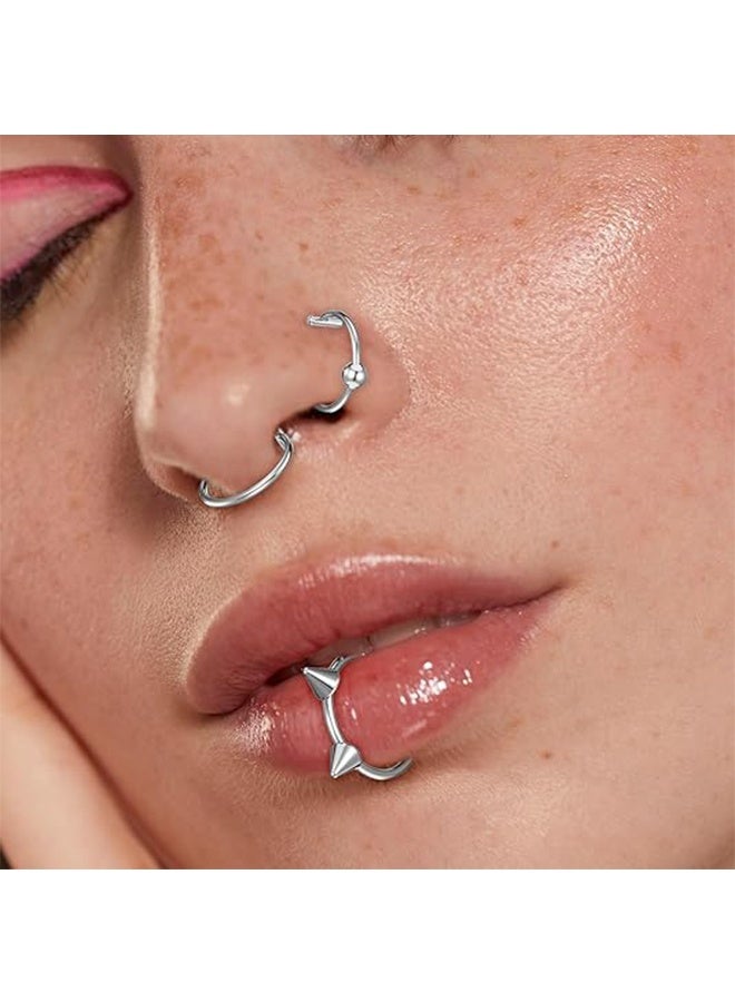 3pcs Fake Lip Piercing Lip Rings Snake Bite Jewelry Non-Piercing Snake Bite Jewelry Stainless Steel Black Silver - Image 4