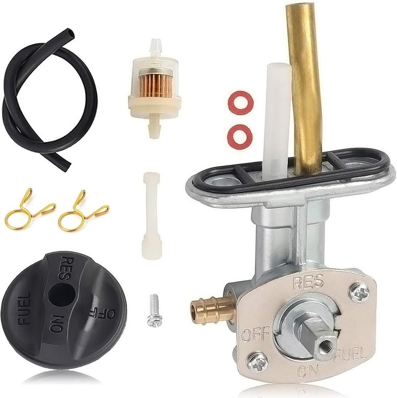 Earlyred Fuel Valve Petcock Tank Switch for Arctic Cat 250 300 400 375 454 500 ATV Parts Shut Off Valve Petcock with Knob Fuel Line Filter Clamp Replacement 0470-445 0470-408 1997-2006 - Image 1