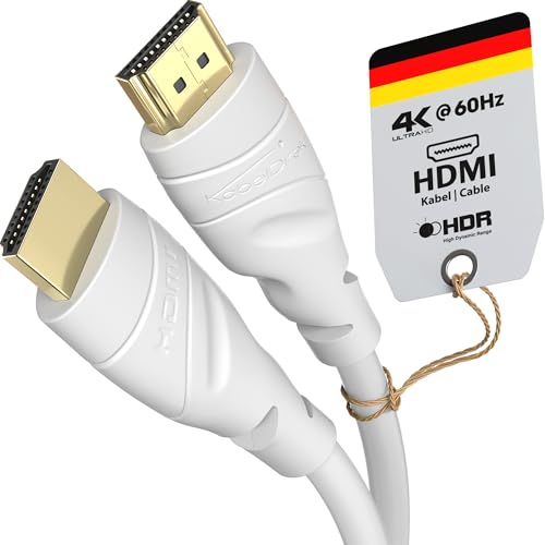 KabelDirekt – 4K HDMI Cable – 24ft & Longer HDMI Cables (20ft–75ft) – German-Engineered HDMI Cord – Supports 4K@60Hz, UHD, HDR, ARC, Ethernet – HDMI Cable for HDTV, PC, PS5, Xbox, Switch, White - Image 1