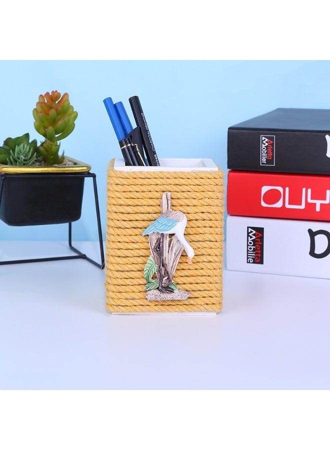 YINZUO Nautical Rope Pen Holder – Coastal Desk Organizer with Sailboat/Anchor/Seagull Decor – Beach Theme Office Pencil Cup - Image 5