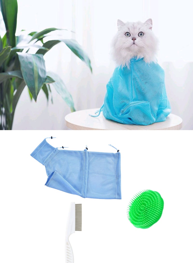 A.M 1 Piece Cat Bath Bag, Magic Cat Wash Bag,  1 Brush,1 Comb - Image 1