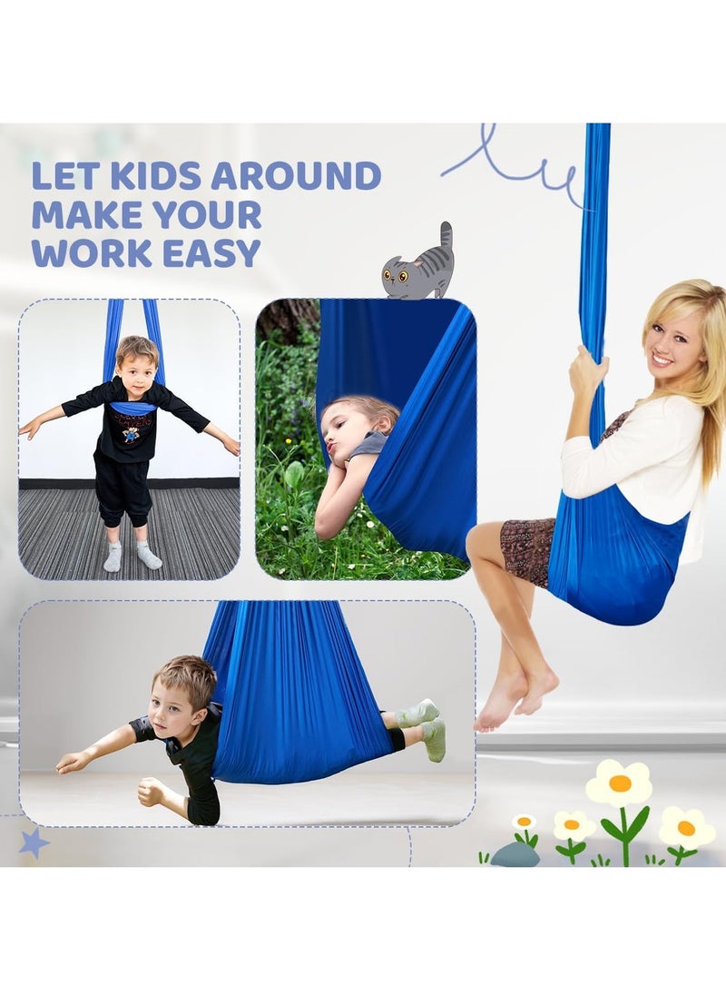 Generic Kids Indoor Sensory Swing (Hardware Included), Provides Calmness and Relaxation for Children with Special Needs, Sensory Swing Indoor Kids Adjustable Hammock Great for ADHD, Autism, Indoor Therapeutic Swing - Blue  - Image 3