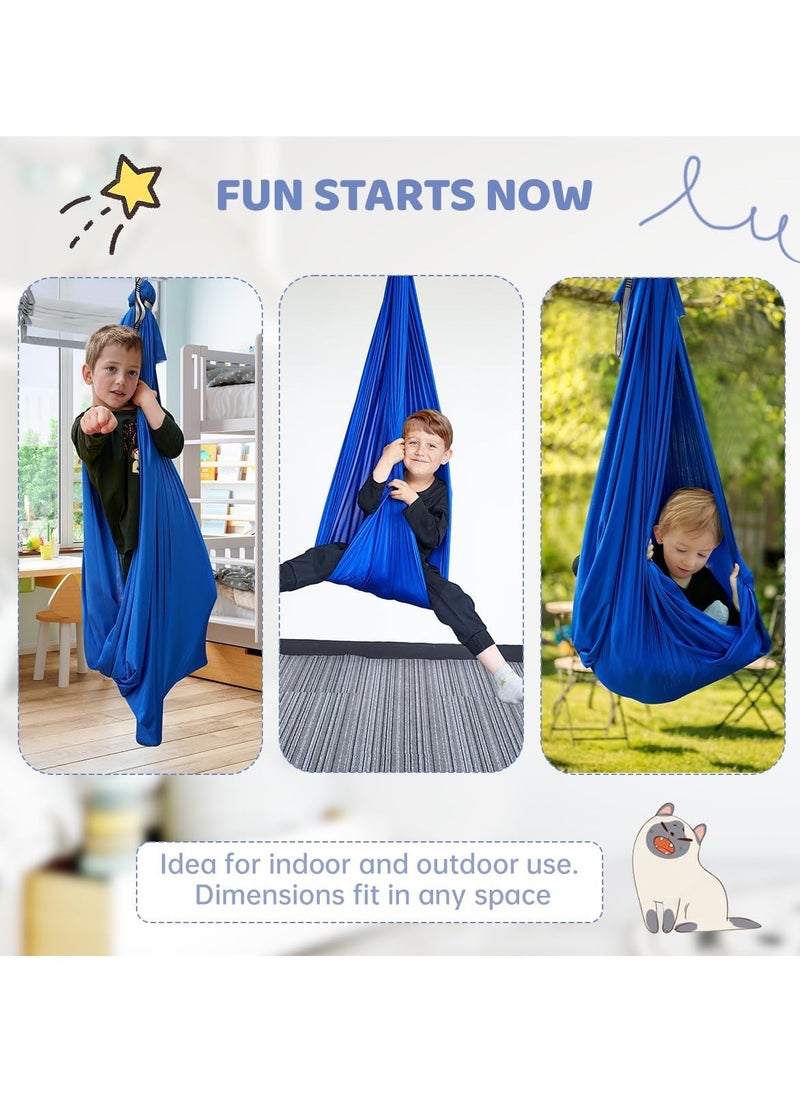 Generic Kids Indoor Sensory Swing (Hardware Included), Provides Calmness and Relaxation for Children with Special Needs, Sensory Swing Indoor Kids Adjustable Hammock Great for ADHD, Autism, Indoor Therapeutic Swing - Blue  - Image 2