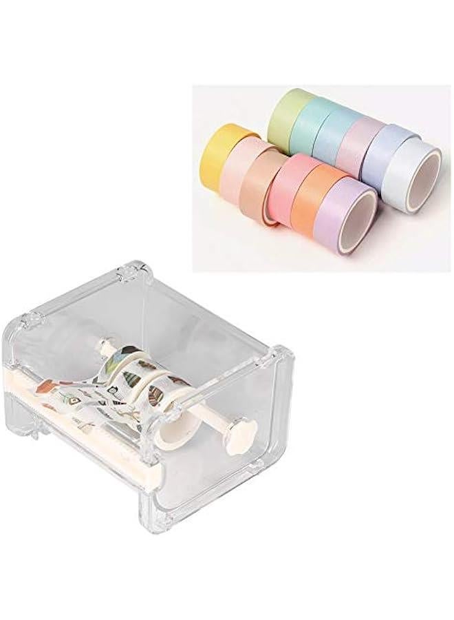 Generic Transparent Adhesive Tape Dispenser, Desktop Washi Tape Holder with Cutter for Office (Tapes Not Included)(White)  - Image 4