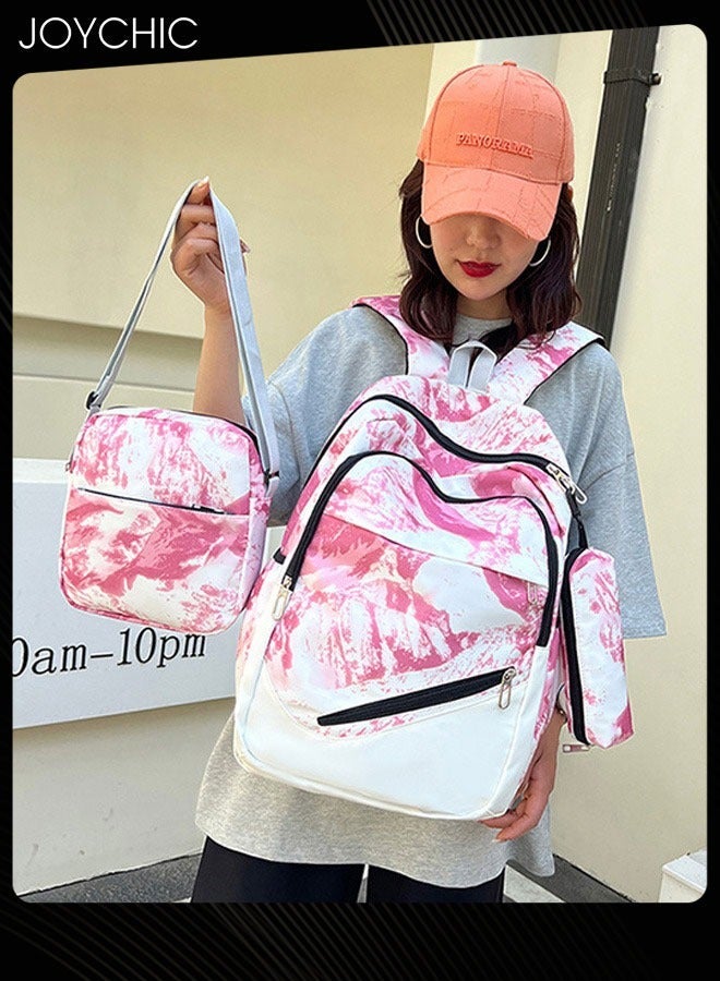 Joychic 3-piece Women Fashionable Travel Daypack Nylon Waterproof Zipper School Backpack Set with Pencil Pouch for Middle High Students  - Image 2