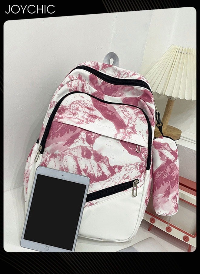 Joychic 3-piece Women Fashionable Travel Daypack Nylon Waterproof Zipper School Backpack Set with Pencil Pouch for Middle High Students  - Image 4