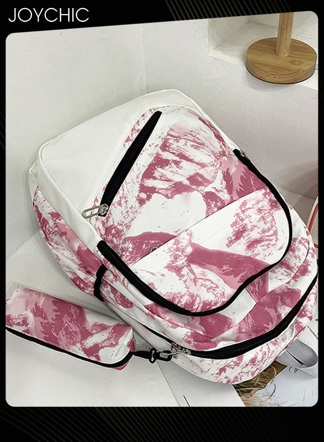 Joychic 3-piece Women Fashionable Travel Daypack Nylon Waterproof Zipper School Backpack Set with Pencil Pouch for Middle High Students  - Image 5