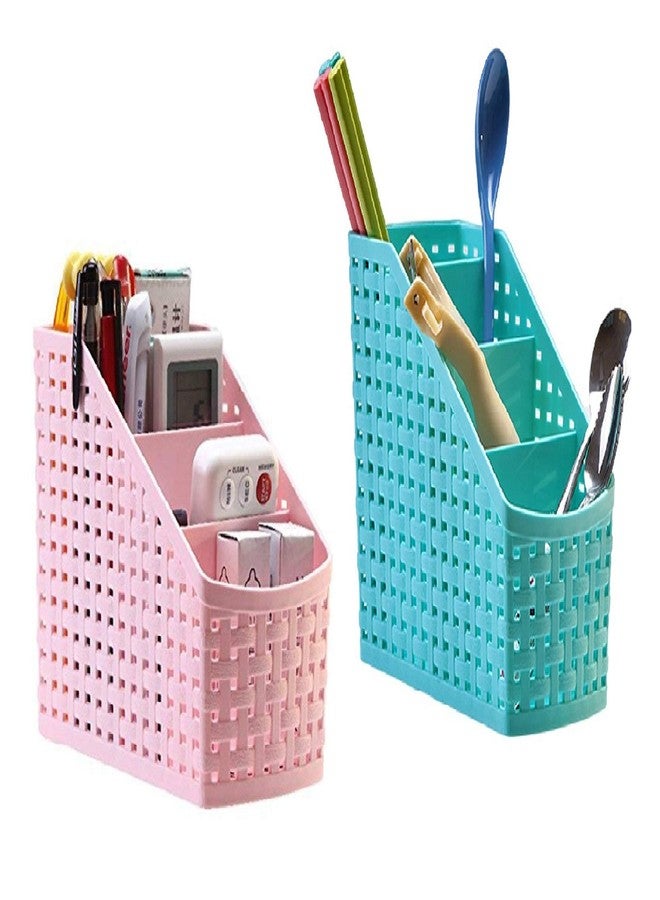 First Front Plastic Utensils Holder for Kitchen Dining 4,-Compartment for Spoons, Chopsticks, Knives, Forks (Multicolor), Set of 2 Pieces - Image 1