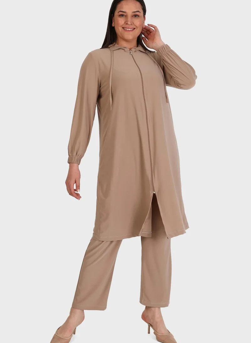 Alia by modanisa Zipped Tunic & Pants Set
