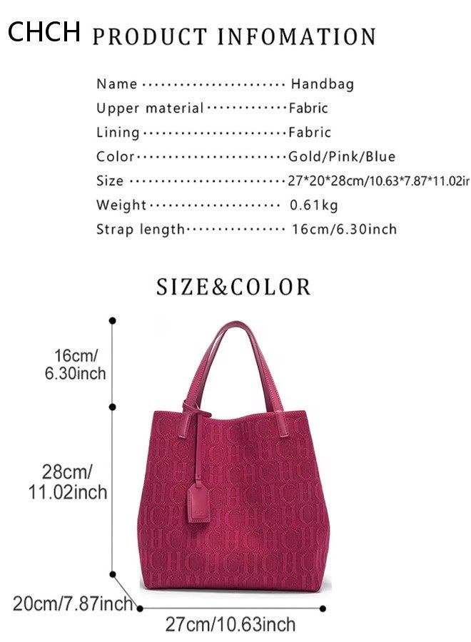 سي اتش سي اتش CHCH حقيبة يد نسائية جديدة بتصميم عصري وعملي من القماش المخرم المميز، حقيبة حمل يدوية/كتف متعددة الاستخدامات وسعة كبيرة - Image 4
