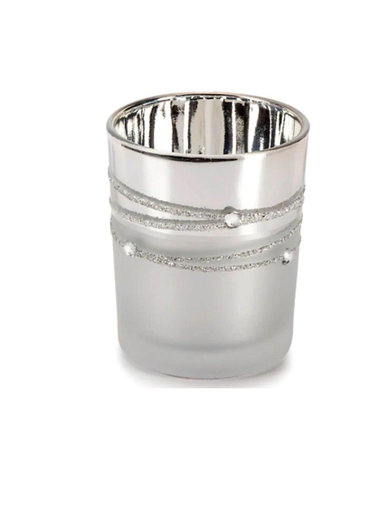 Glass Votives Silver Plated with Rhinestones - Image 1